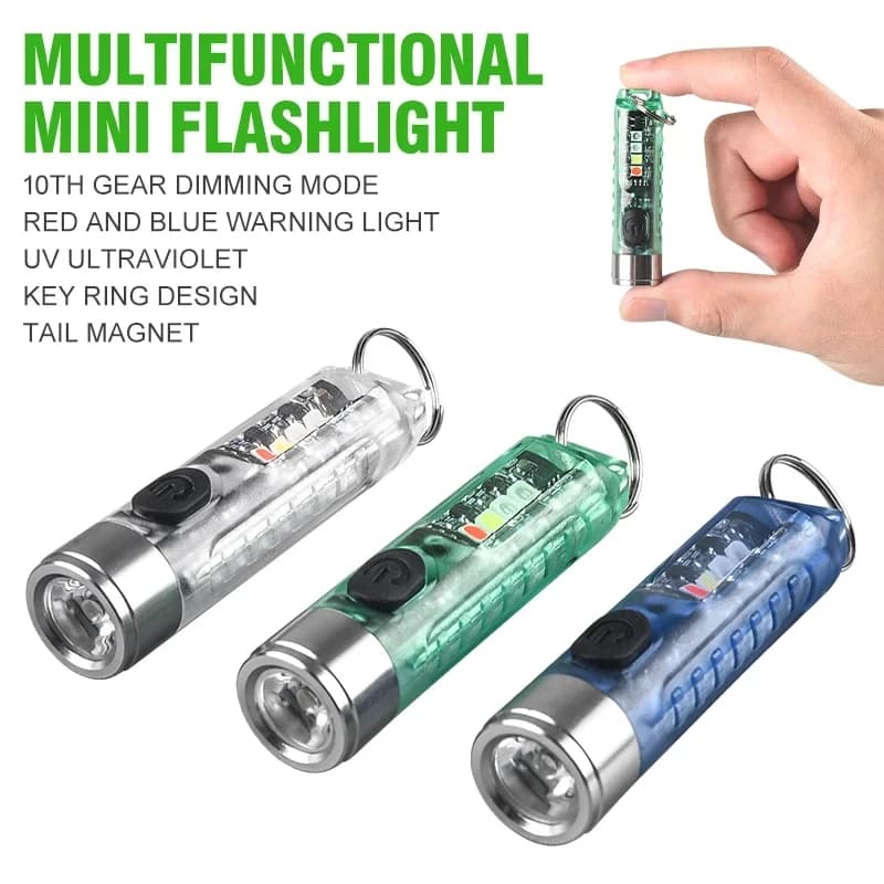 Mini lampe de poche LED multifonction EDC, lampe porte-clés portable, torche magnétique, lampe UV as