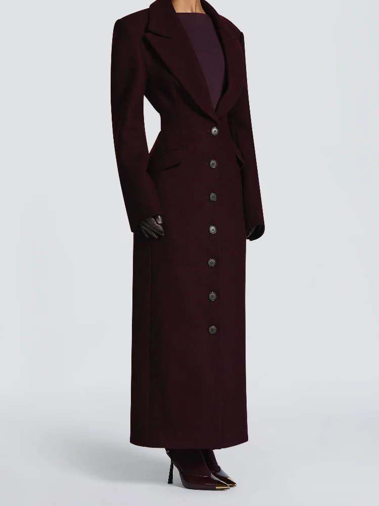 Manteau Long pour femmes, Slim, col en V, simple boutonnage, pardessus avec épaulettes, vestes Maxi 