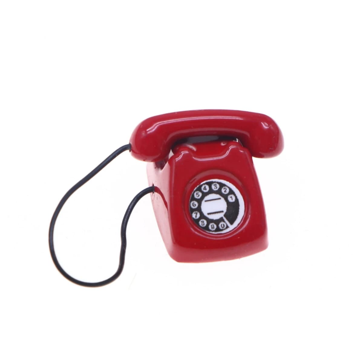 Maison de poupée Miniature rouge noir, modèle de téléphone Vintage rétro, bureau, scène de salon, Si