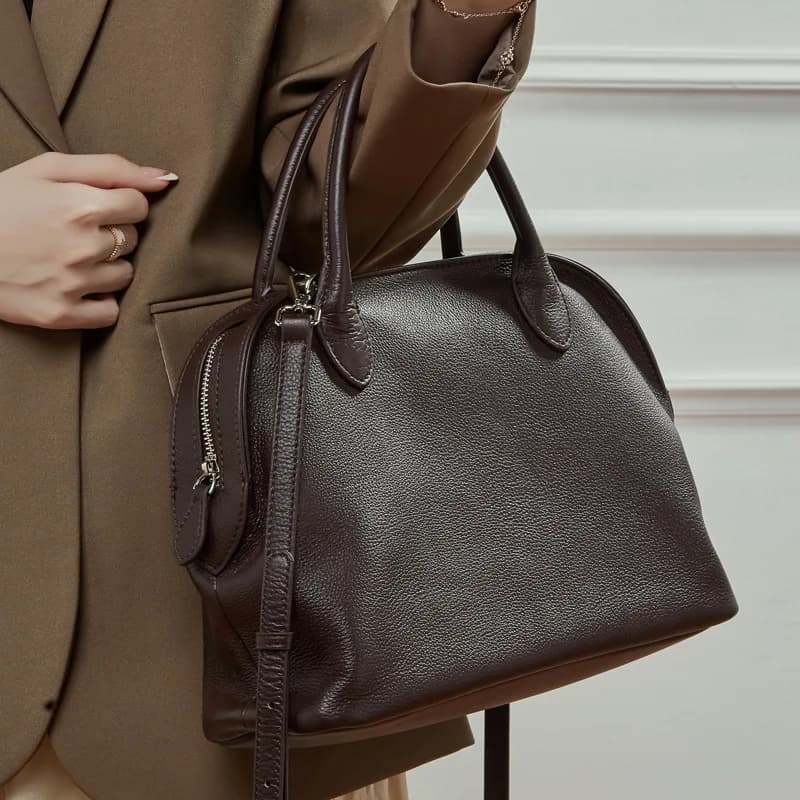Vintage 100% sac à coque en cuir véritable polyvalent grande capacité poignée supérieure sac à main 