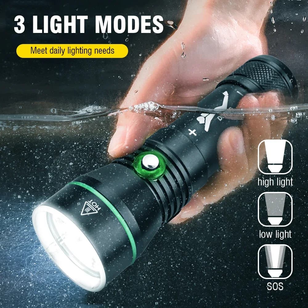 BORUiT S3 XHP50 LED lampe de poche de plongée sous-marine 1500LM Super lumineux sous-marine 100M tor