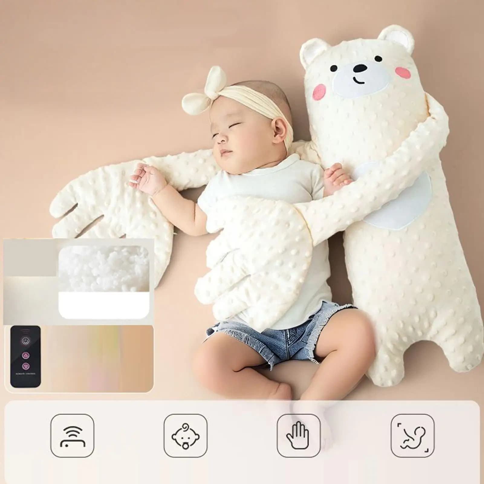 Patter de sommeil pour bébé, oreiller de sommeil avec télécommande, mignon en forme d'animal, oreill