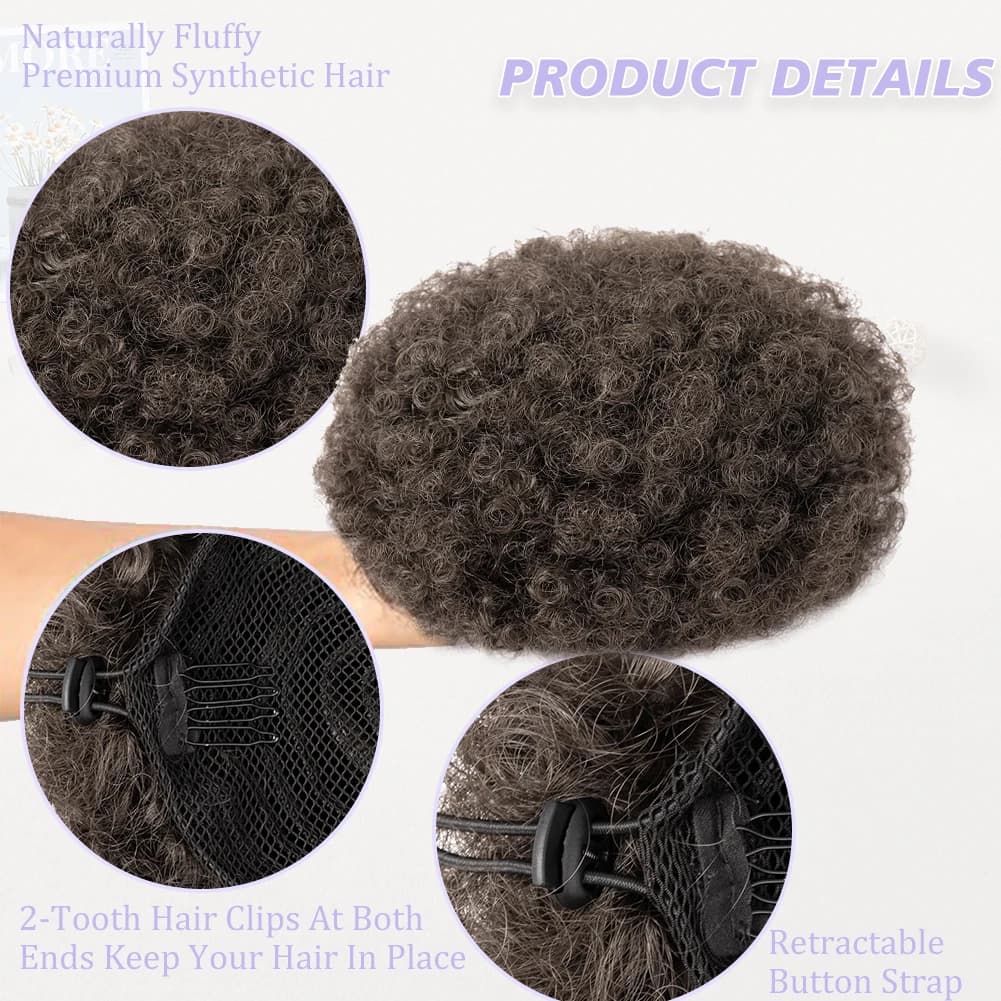 Extension de queue de cheval afro bouffante avec cordon de serrage pour femmes noires, queue de chev