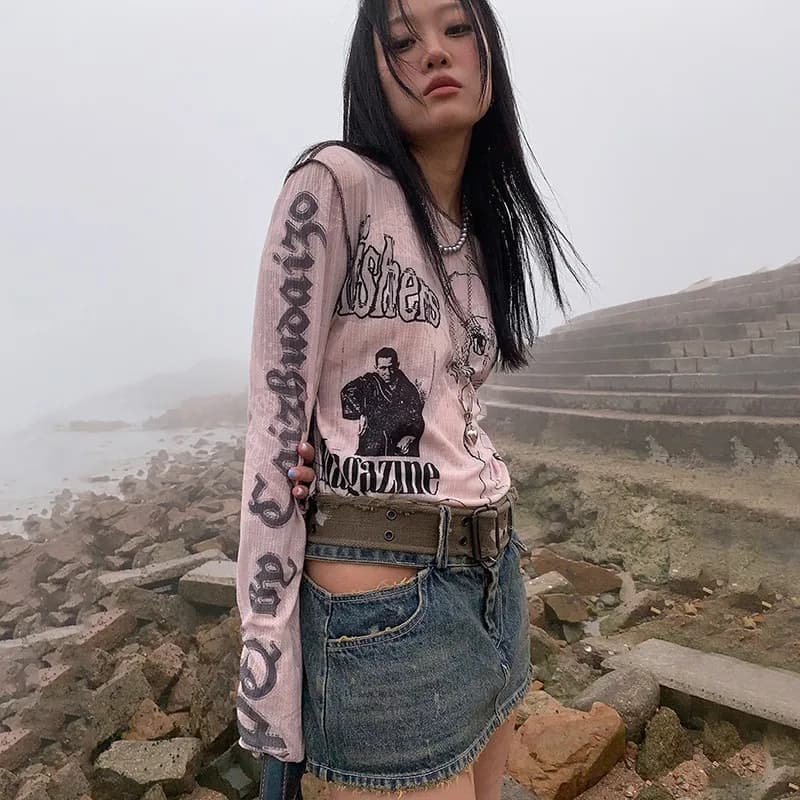 T-shirt Harajuku Grunge féerique Karrram Y2k, esthétique, dessin animé japonais, à la mode coréenne,
