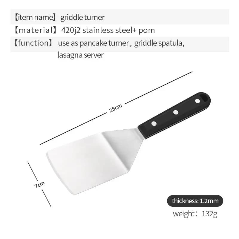 Spatule de plaque en acier inoxydable, tourneur de crêpes, Hamburger, Smasher, grattoir, tourneur de