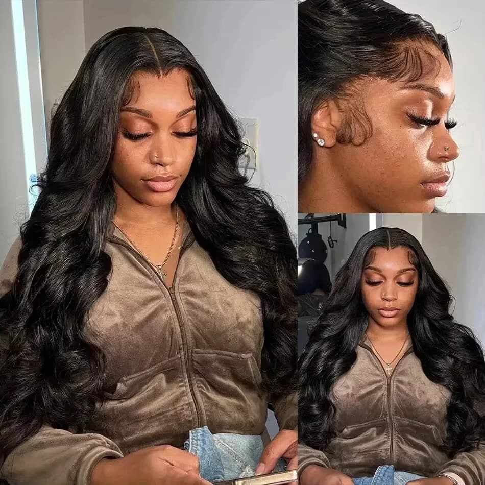 Perruque Lace Front Wig Body Wave naturelle bouclée, cheveux humains, HD, sans colle, 13x6, 13x4, ad