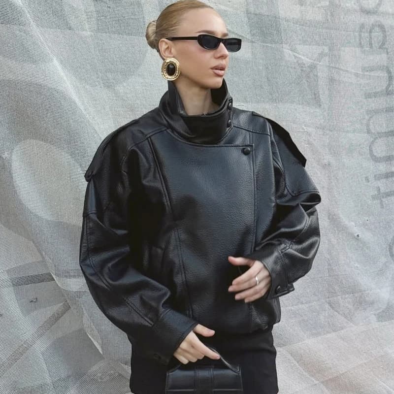 Veste femme noir veste en cuir Pu haut à manches longues femme automne 2025 nouveau en vestes et man