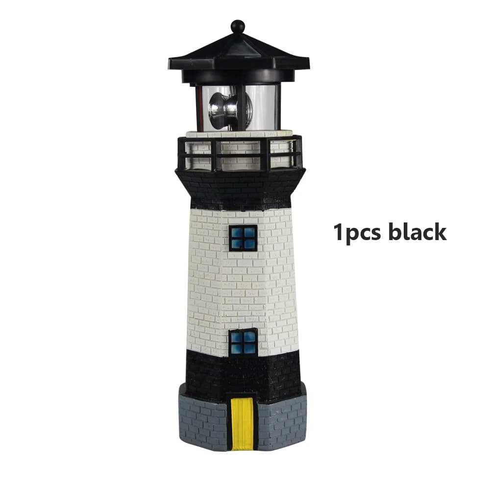 Phare solaire LED, lumière de jardin, clôture, cour, ornement extérieur, balise, lampe rotative, déc