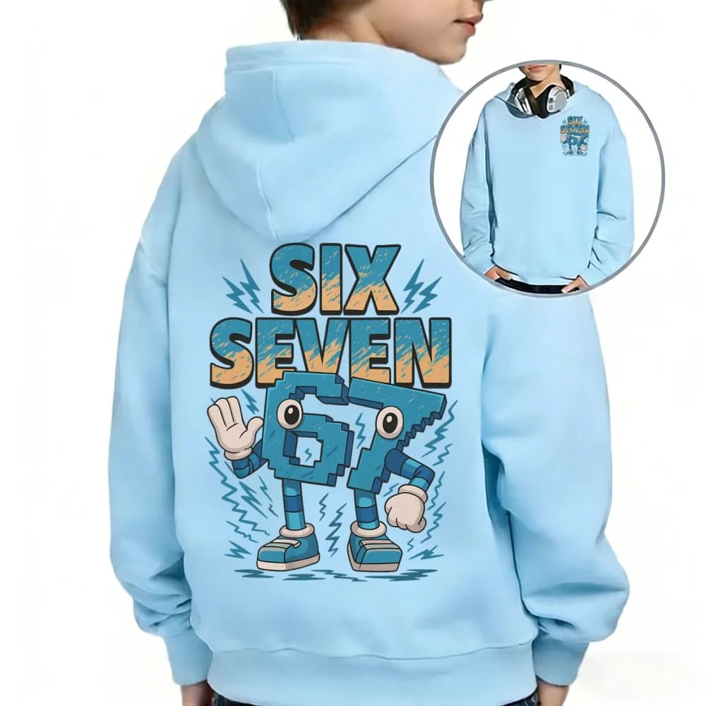 Sweat à capuche pour enfants imprimé Steal a Brainrot six or seven, chemisier décontracté à manches 