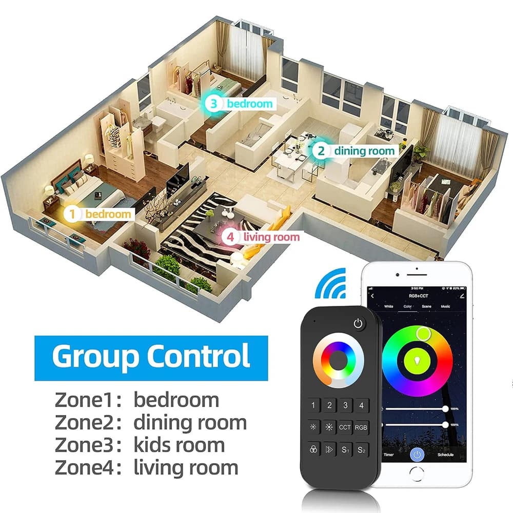 MJJC-Contrôleur de bande LED Smart Life, 5 en 1, RGBCCT, fonctionne avec Alice, Alexa, Echo, Google 