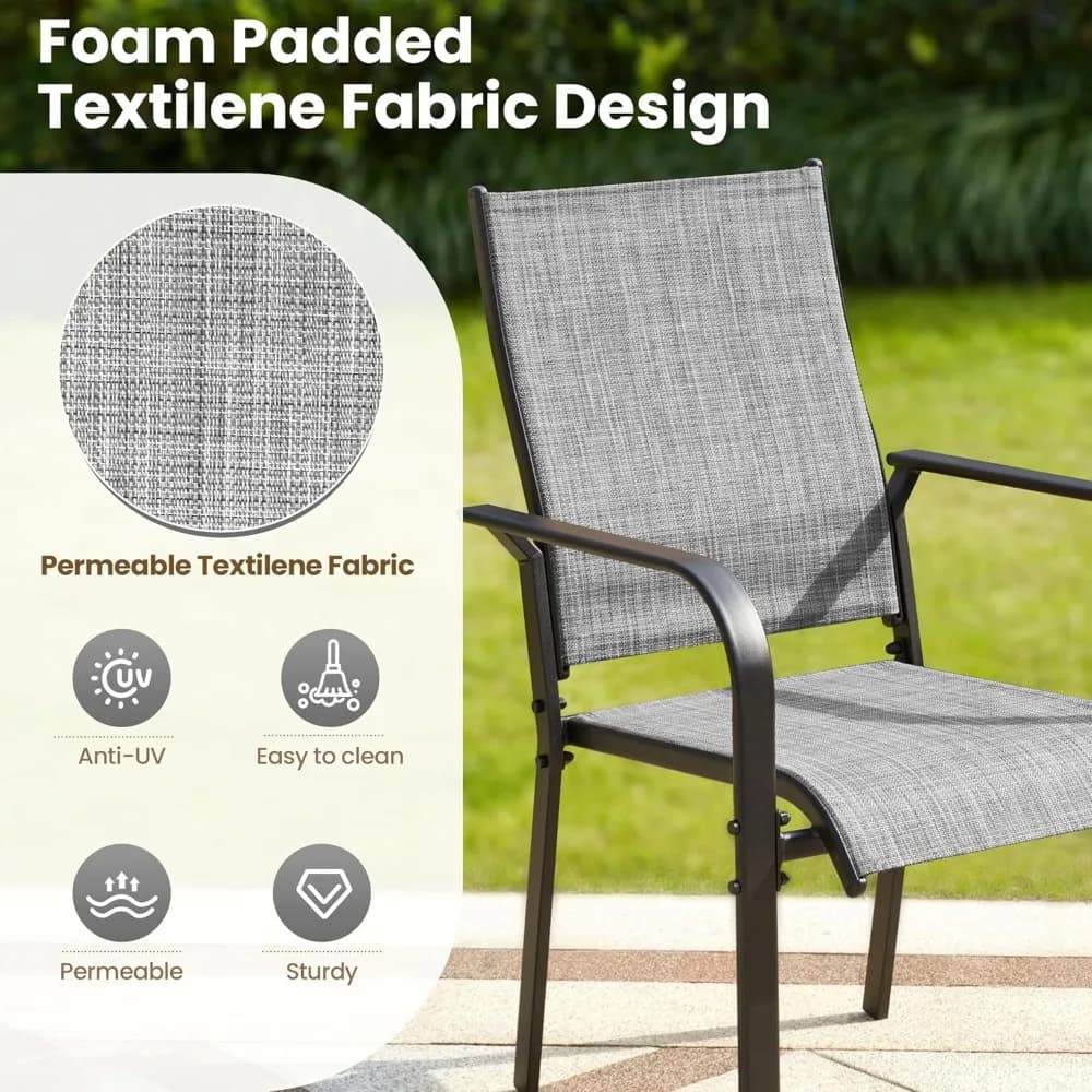 Ensemble de salle à manger de patio 7 pièces avec table rectangulaire extensible (38 "-84"), 6 chais