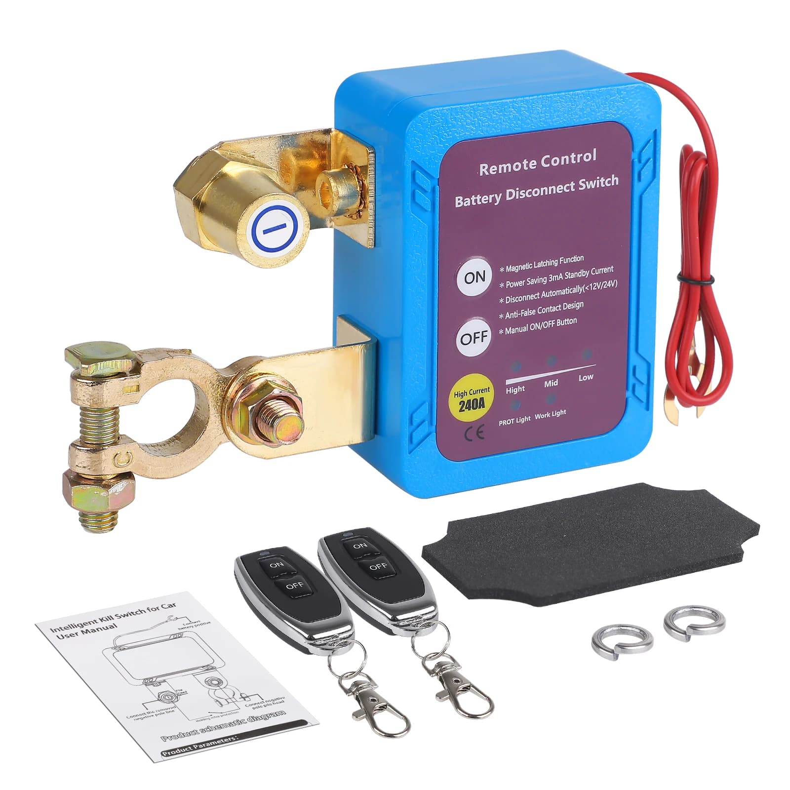 Interrupteur de déconnexion de batterie à distance 12v 240A, mise à niveau de la tension intelligent
