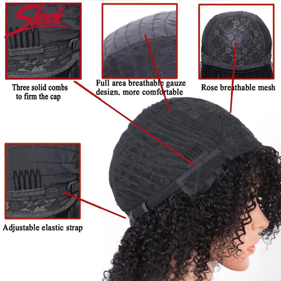 Élégant Afro crépus bouclés noir perruques de cheveux humains Ombre T1B/30 brésilien bouclés Machine