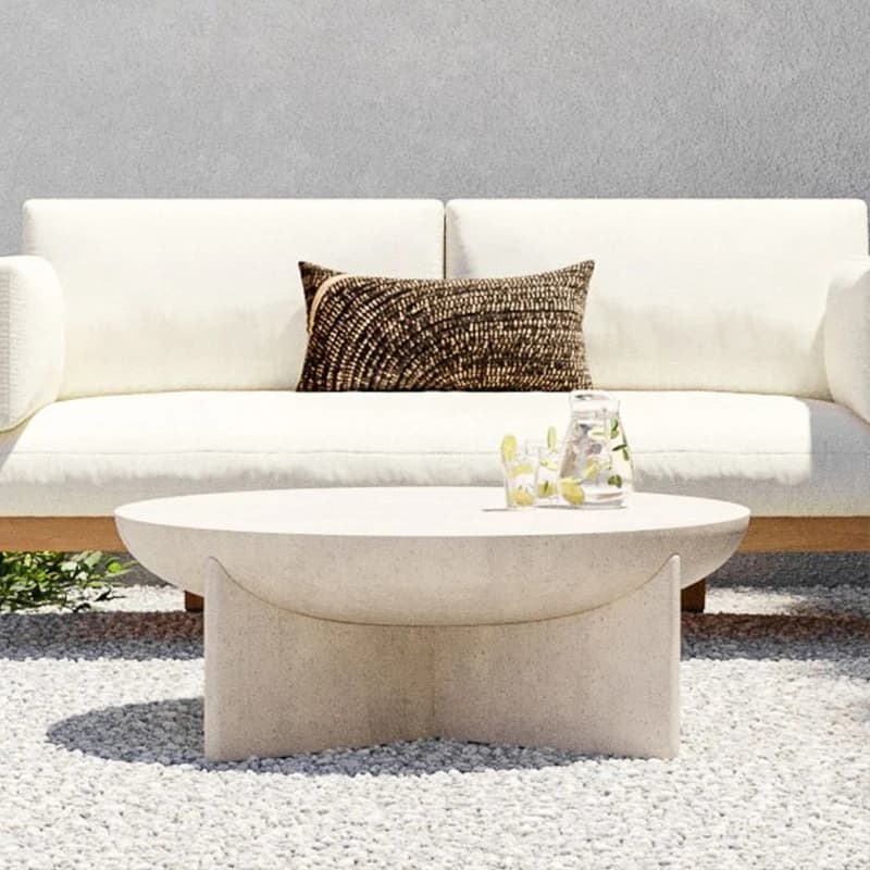 Table basse d'extérieur blanche crème française, design moderne, Table d'appoint ronde créative, meu
