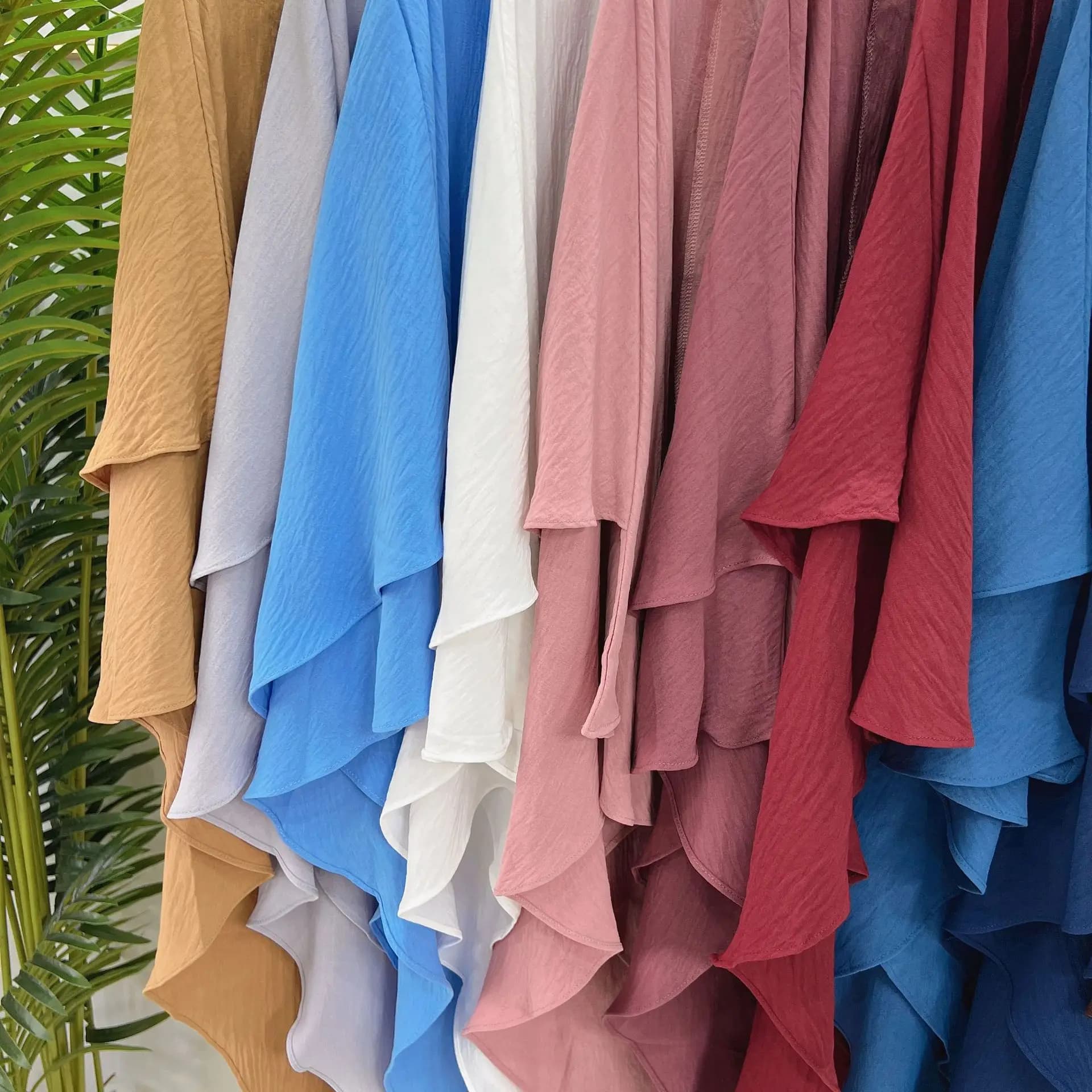 Ensemble Abaya Hijabi Khimar, robe Abaya ample à poignets smockés + foulard hijab à 2 couches, vêtem