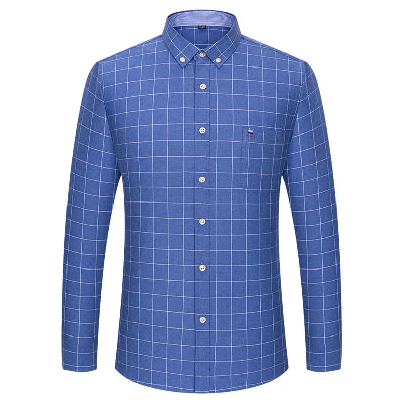 Chemises Oxford 100 % coton pour hommes, manches longues, à carreaux, douces, coupe classique, chemi