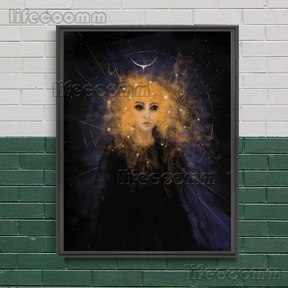 Saison effrayante fantôme fille Vintage mur Art toile peinture sorcière surréaliste horreur gothique
