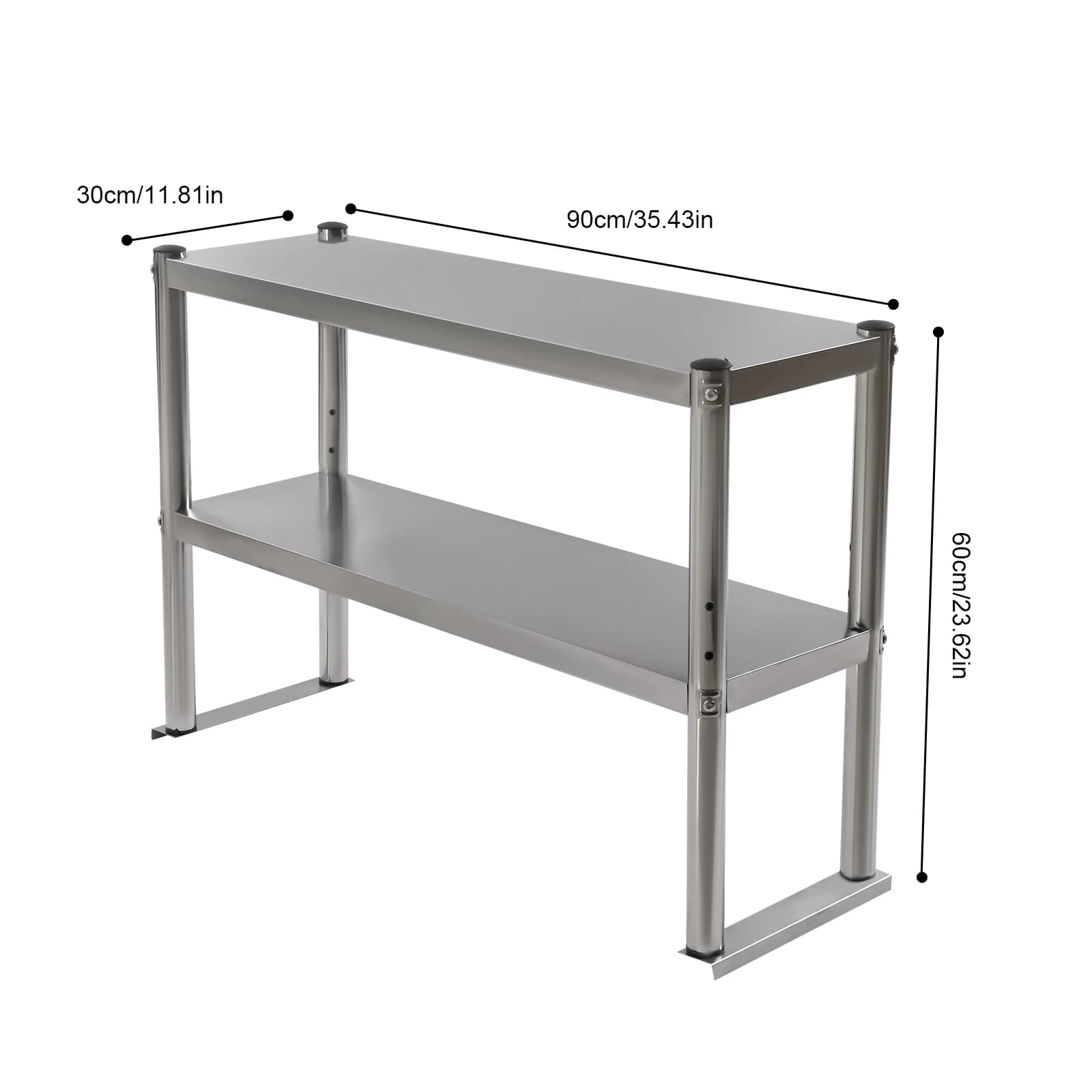 Brittop-Étagère réglable pour table de préparation, deux espaces de stockage recyclables, 12x36 pouc
