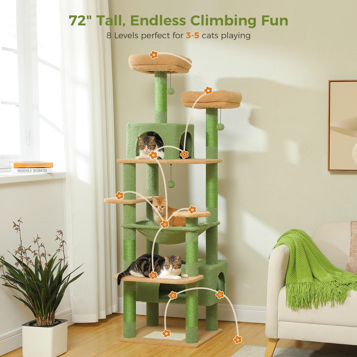 Arbre à chat à plusieurs niveaux avec griffoir, tour de luxe pour chat, hamac condo, grattoirs pour 