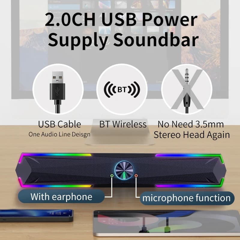 Haut-parleur d'ordinateur 4D, barre de son, caisson de basses de jeu stéréo, Bluetooth 2.0, pour Mac