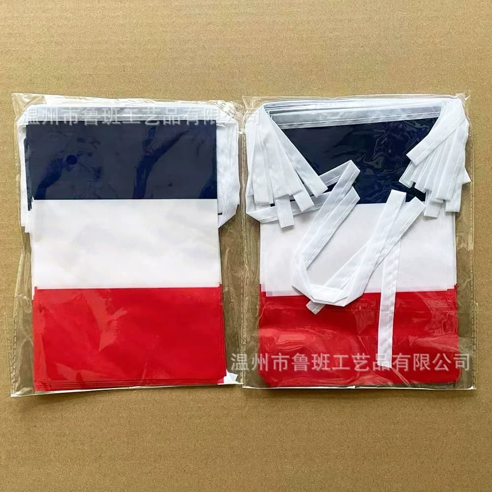 Drapeau de la France 14x21cm, 20 pièces/paquet, bannière en polyester pour la décoration, guirlande 
