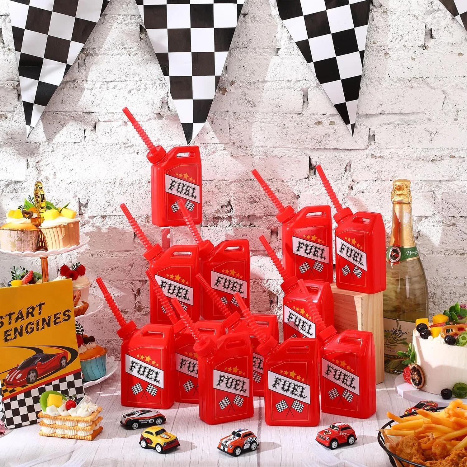 Gobelets de voiture de course, gobelets à boire avec paille, fournitures de fête d'anniversaire, déc