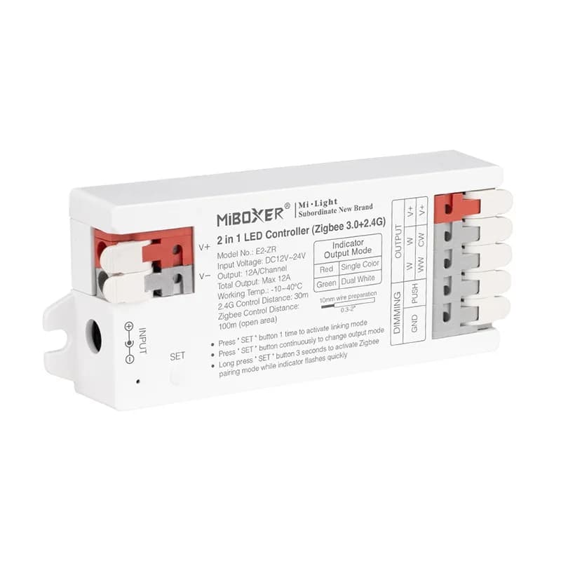 Contrôleur LED Miboxer Zigbee 3.0+2.4G sans outil, câblage instantané, E2-ZR E3-ZR RF pour couleur u