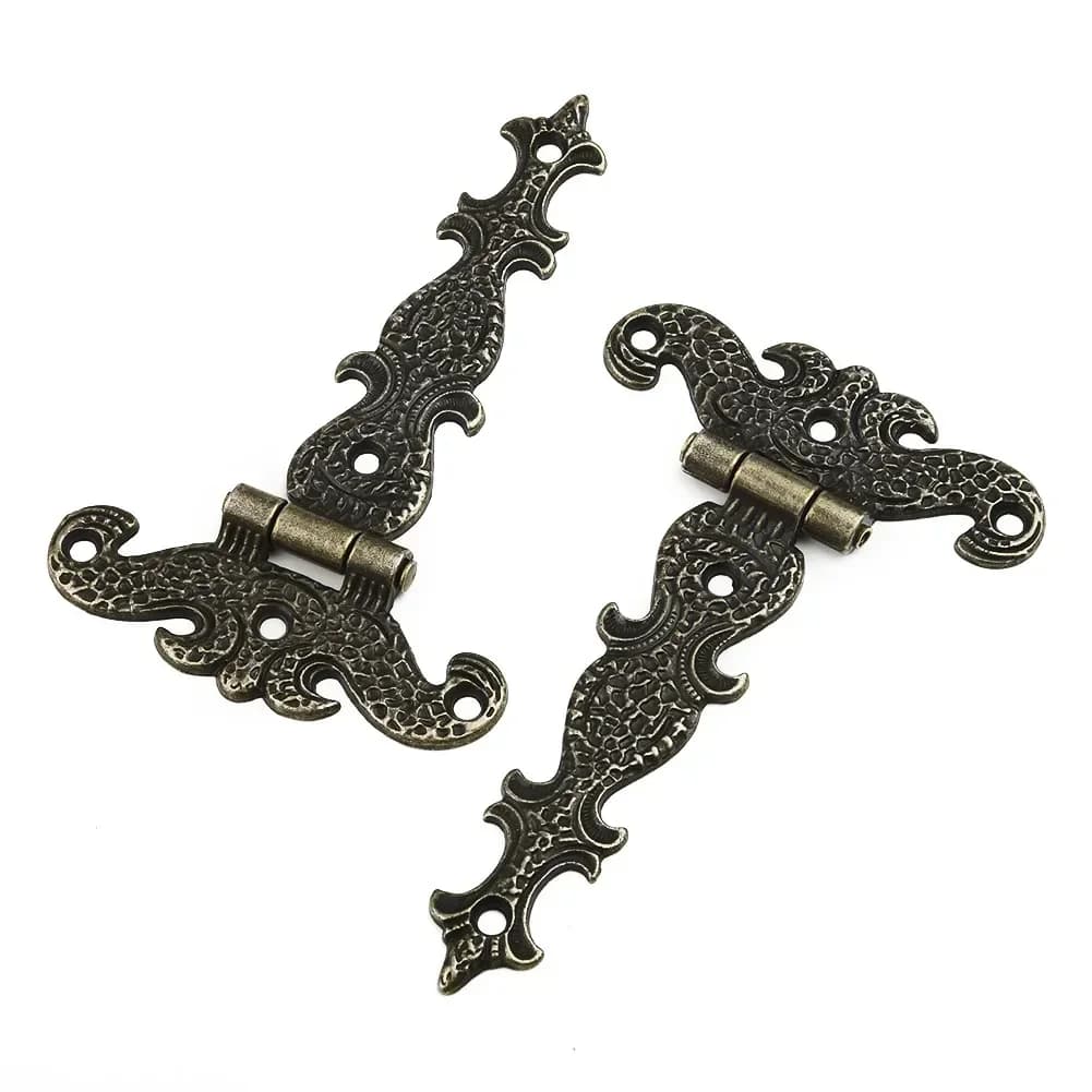 Charnières en alliage de zinc bronze rétro pour bureau à domicile, lot de 2, charnières décoratives 
