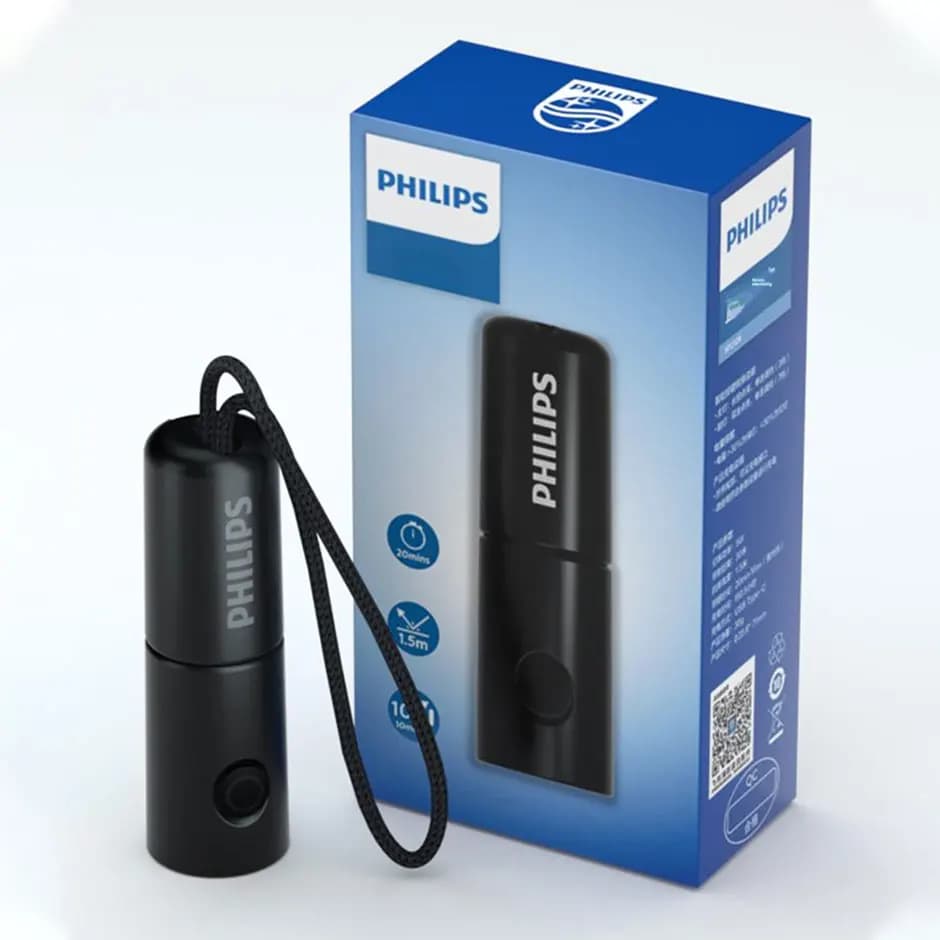 Philips Nouveau 7cm LED Rechargeable Mini Portable lampe de Poche 7 Modes D'éclairage Pour La Randon