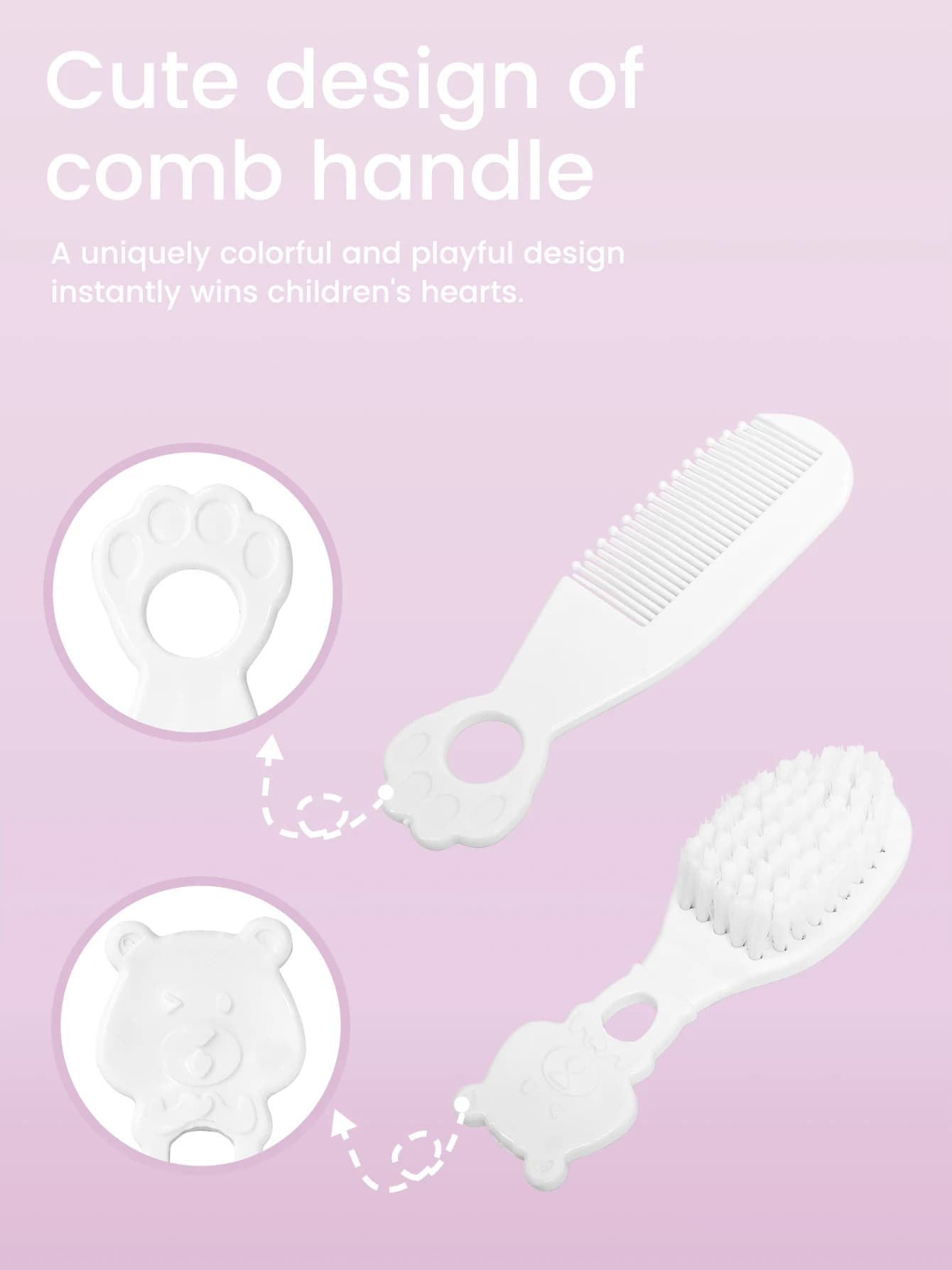 Kit de toilettage pour bébé, ensemble de soins pour bébé, sans BPA, Design mignon, peigne, brosse, c
