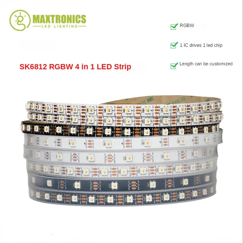Bande Lumineuse LED SK6812 RGBW 4 en 1, Similaire à WS2812B 30 60 144 gible/m, Adressable Individuel