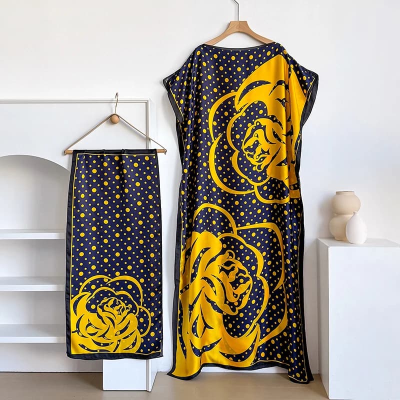 Nouvelle mode Robe d'été avec grande écharpe dubaï turquie caftan musulman ample Abaya femmes africa