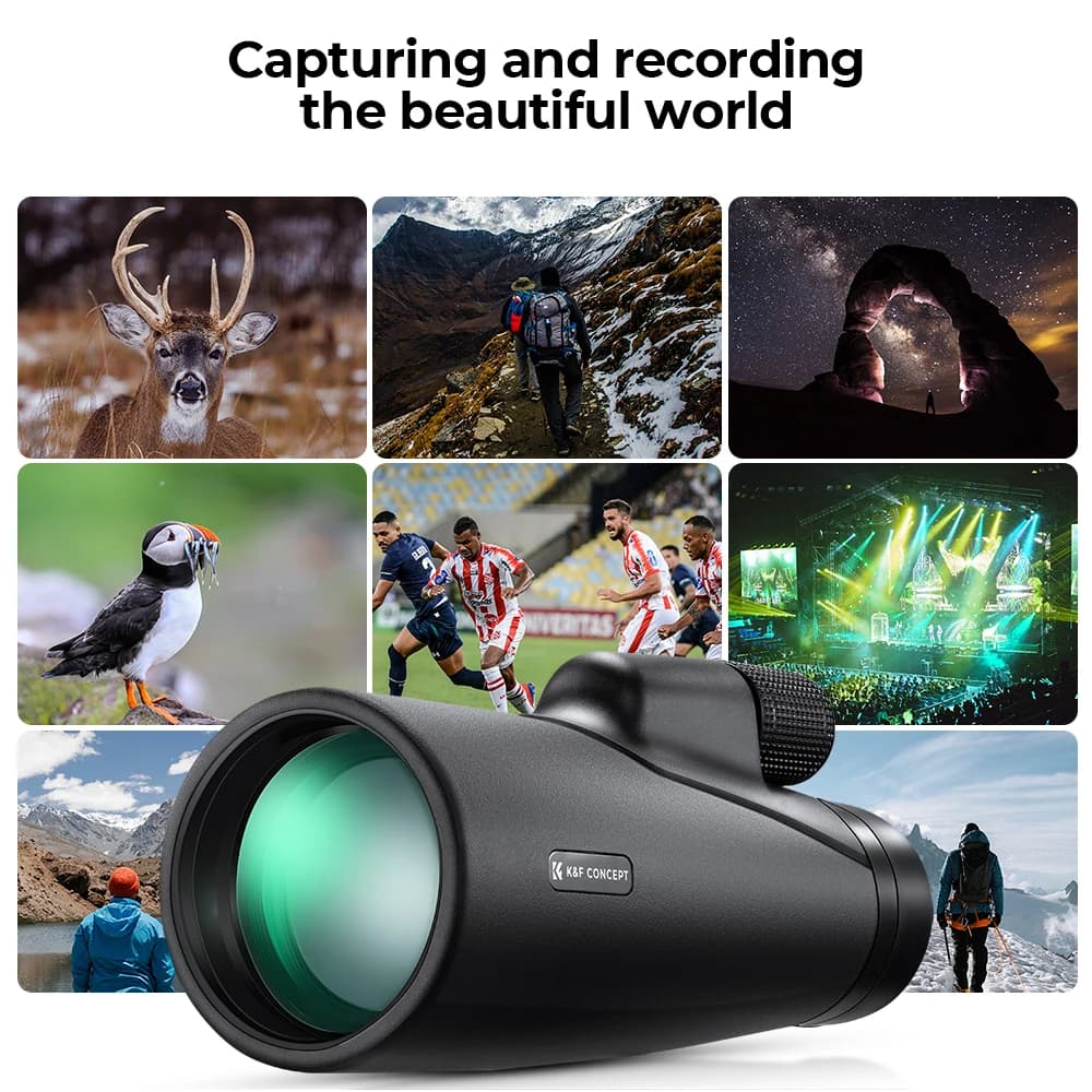 Télescope monoculaire K&F CONCEPT Outdoor 12x50 haute définition, prisme BAK-4, étanche, HD, pour ad