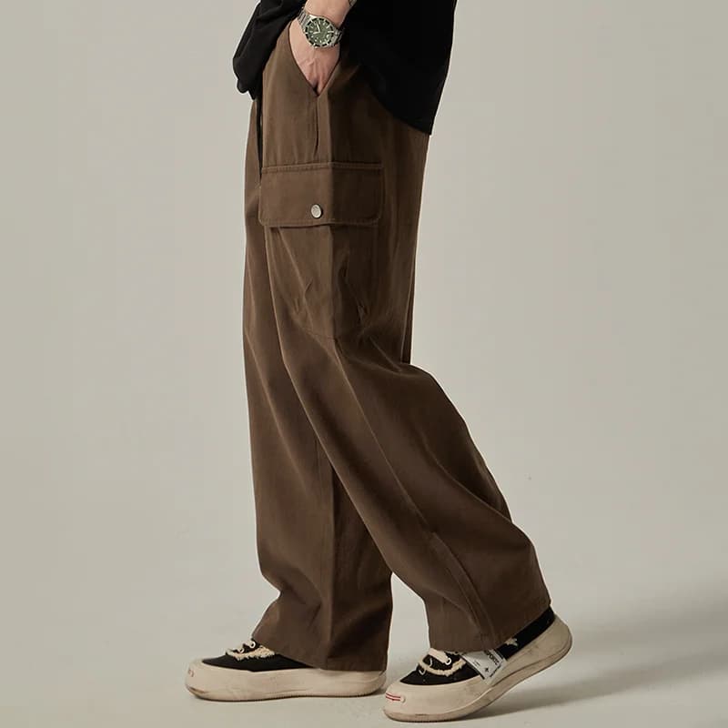 Pantalon de survêtement pour hommes, Vintage, japonais, jambes larges, droit, ample, boutons, grande