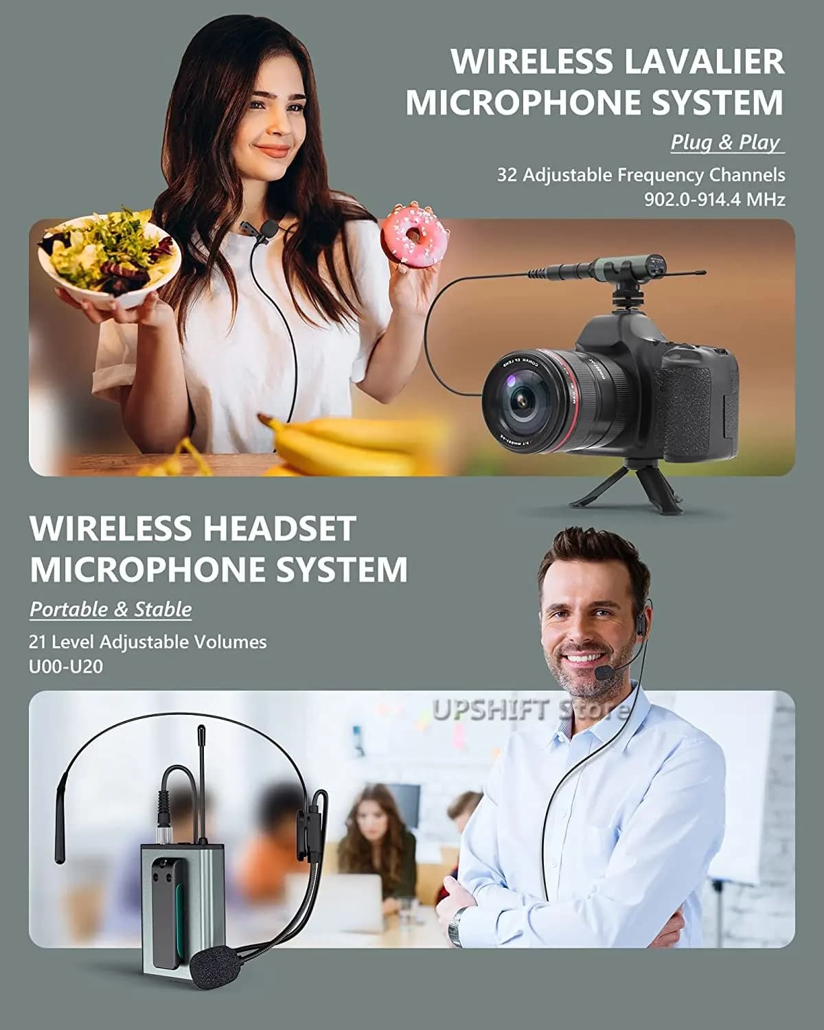 Microphone Lavalier sans fil UHF, avec transmetteur Bodypack, pour conférence instructionnelle, entr