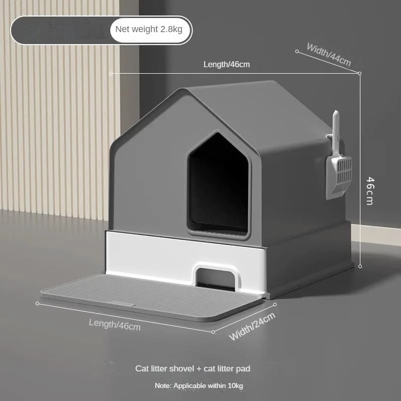 Grande maison de litière pour chat entièrement fermée, toilette pour chat, neige, éclaboussures, gra