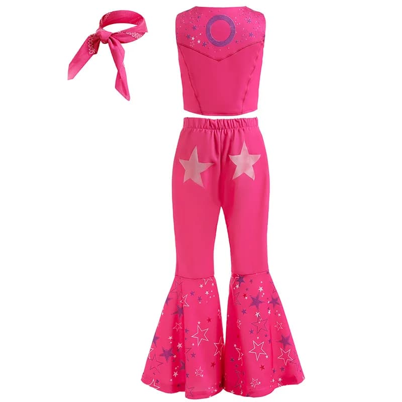 Costume de cow-girl pour filles, inspiré des héros de films, doux et mignon, pour carnaval, rose, ve