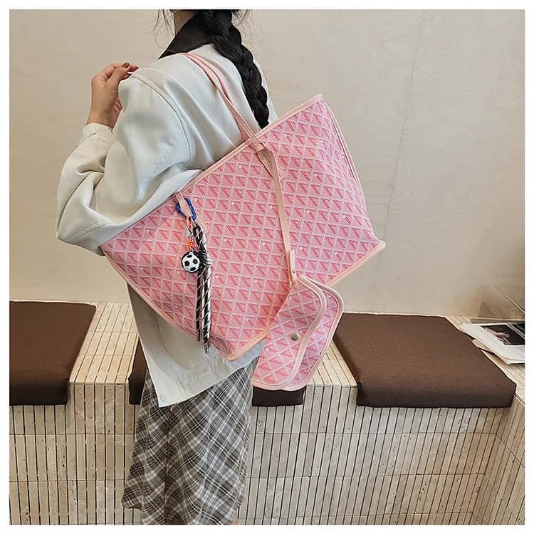 Sac fourre-tout imprimé grande capacité pour femme, sac à bandoulière vintage à lettres, nouveau sac