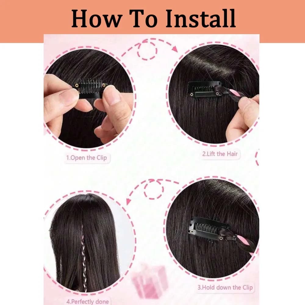 2 extensions de cheveux synthétiques tressées à clipser de 18 pouces, style bohème, en fibre haute t