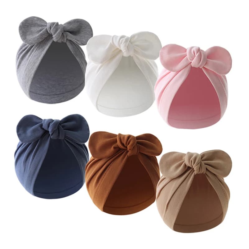 Chapeau Turban pour bébé, oreilles de lapin mignonnes, couleur unie, Bonnet pour nourrissons, filles