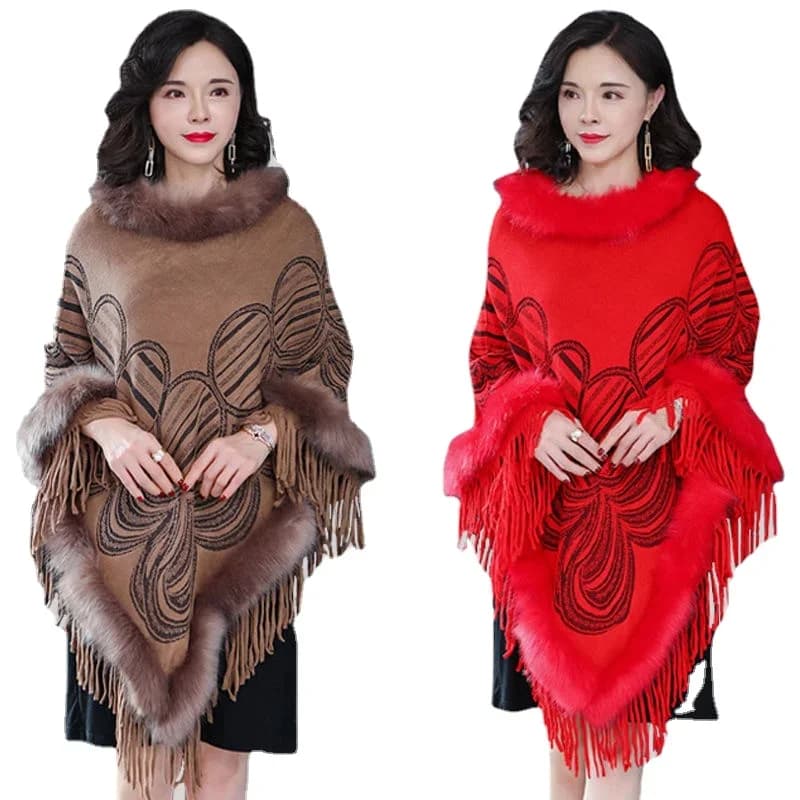 Pashmina en cachemire avec glands pour femme, capes rouges, Everak et ponchos, châles respirants, en