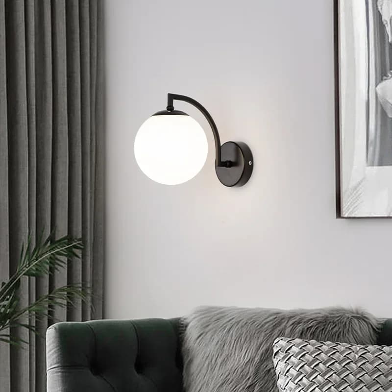 Lampes murales LED modernes boule de verre applique murale nordique minimaliste salon chambre chevet