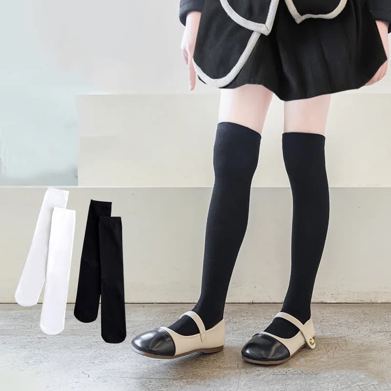 Chaussettes pour enfants pour filles chaussettes longues hautes blanches pour garçons chaussettes de