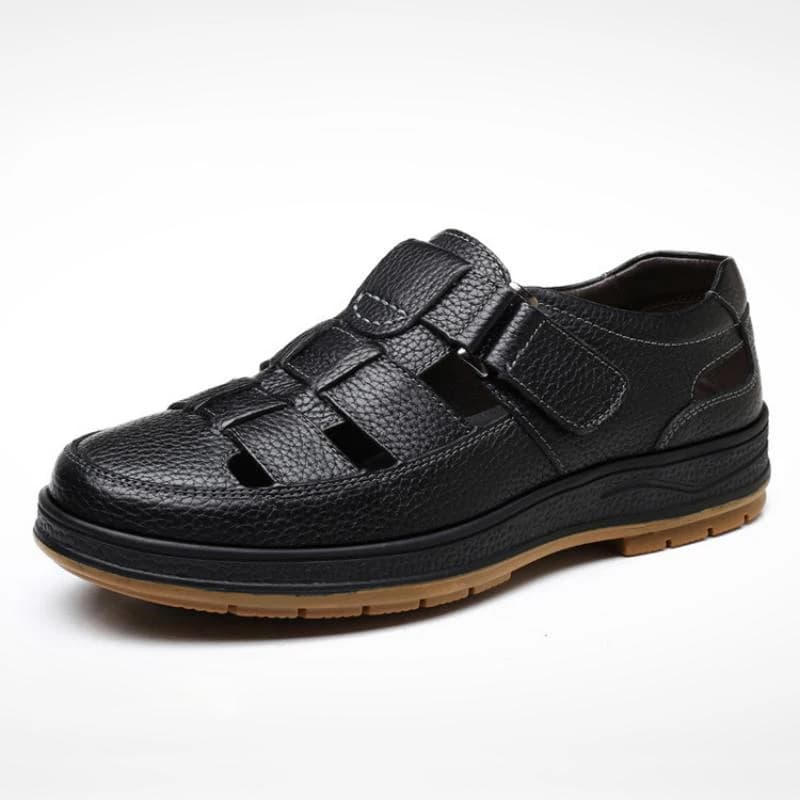 Sandales pour hommes à découpes, nouvelle arrivée, en cuir, chaussures de plage, antidérapantes, cha