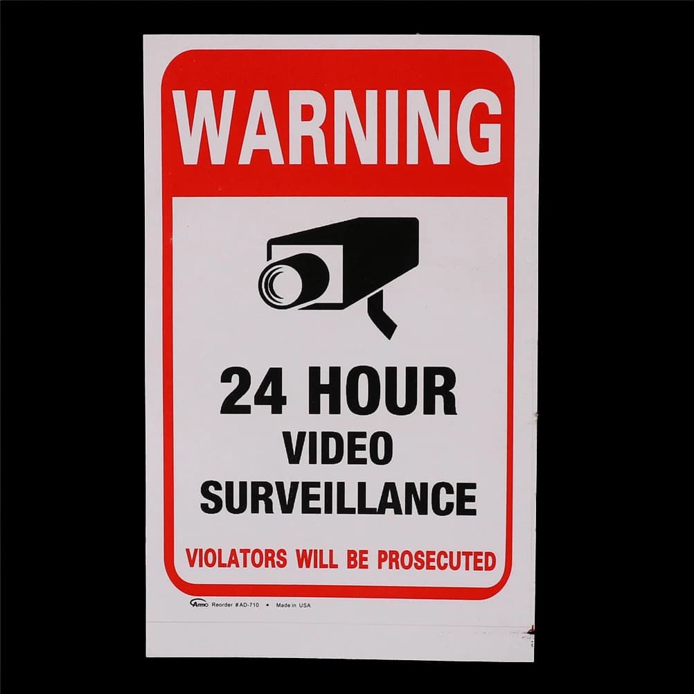 Autocollant mural pour système de caméra vidéo 24H, 5 pièces/lot, panneau d'avertissement, autocolla