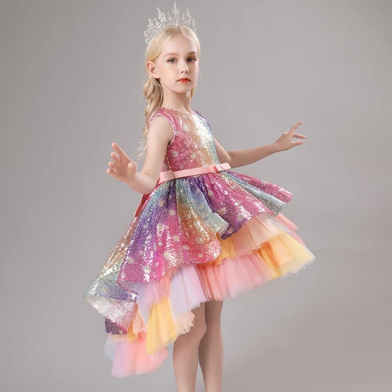 S002 robe pour enfants traînant princesse Spot rose filles 1 juin Performance été nouveau 2023 dente