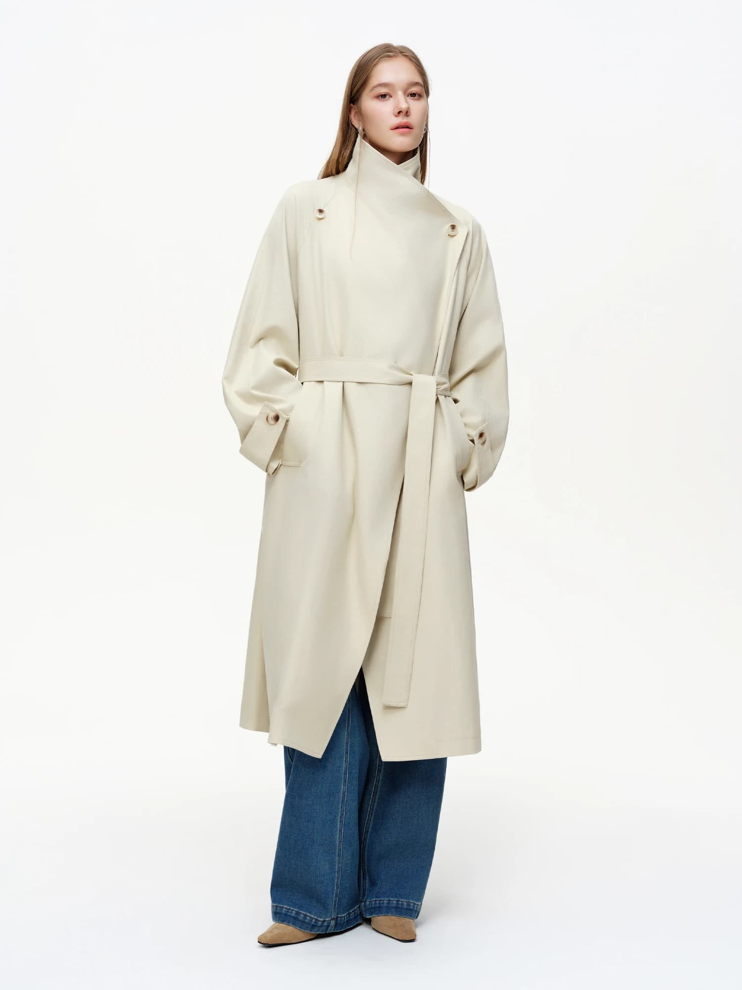 DUSHU – Trench-Coat de Style britannique pour femmes, coupe cintrée, mi-long, vêtements d'extérieur,