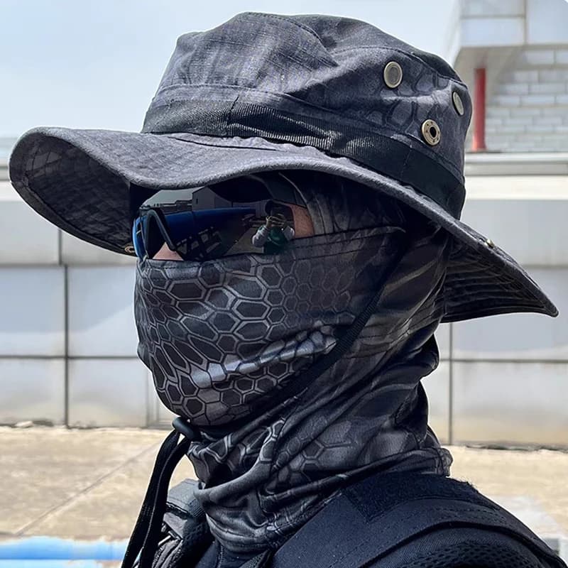 Cagoule à large bord pour hommes, ensemble mixte, casquette Boonie de protection solaire, randonnée 