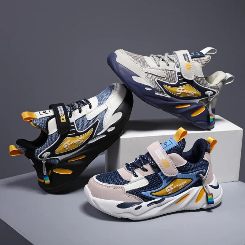 Baskets enfant chaussures de Sport pour garçons mode cuir enfants respirant maille confort chaussure