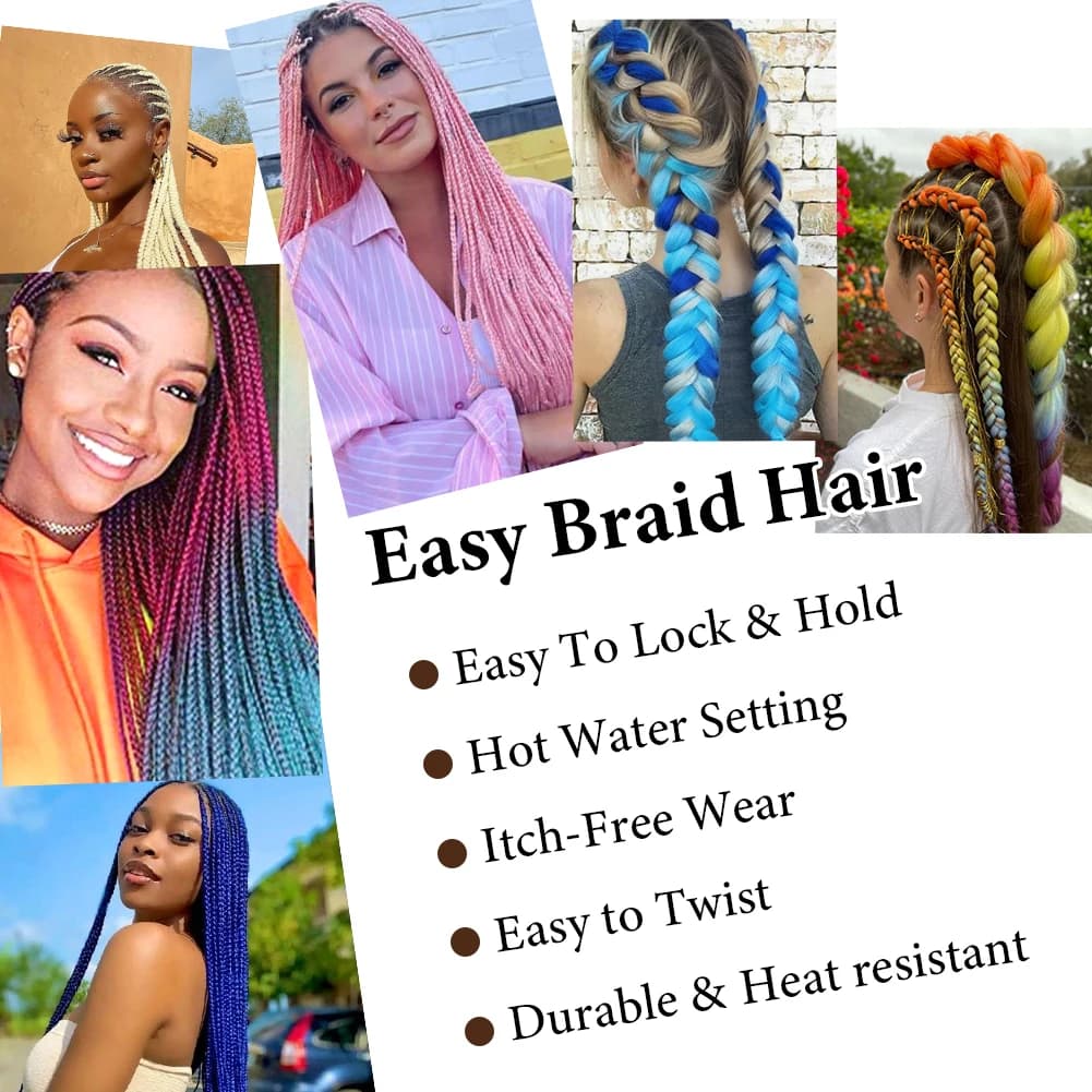 Jgreeting-Extensions de tresses synthétiques pour femmes, 24 pouces, cheveux afro ombré kanekalon